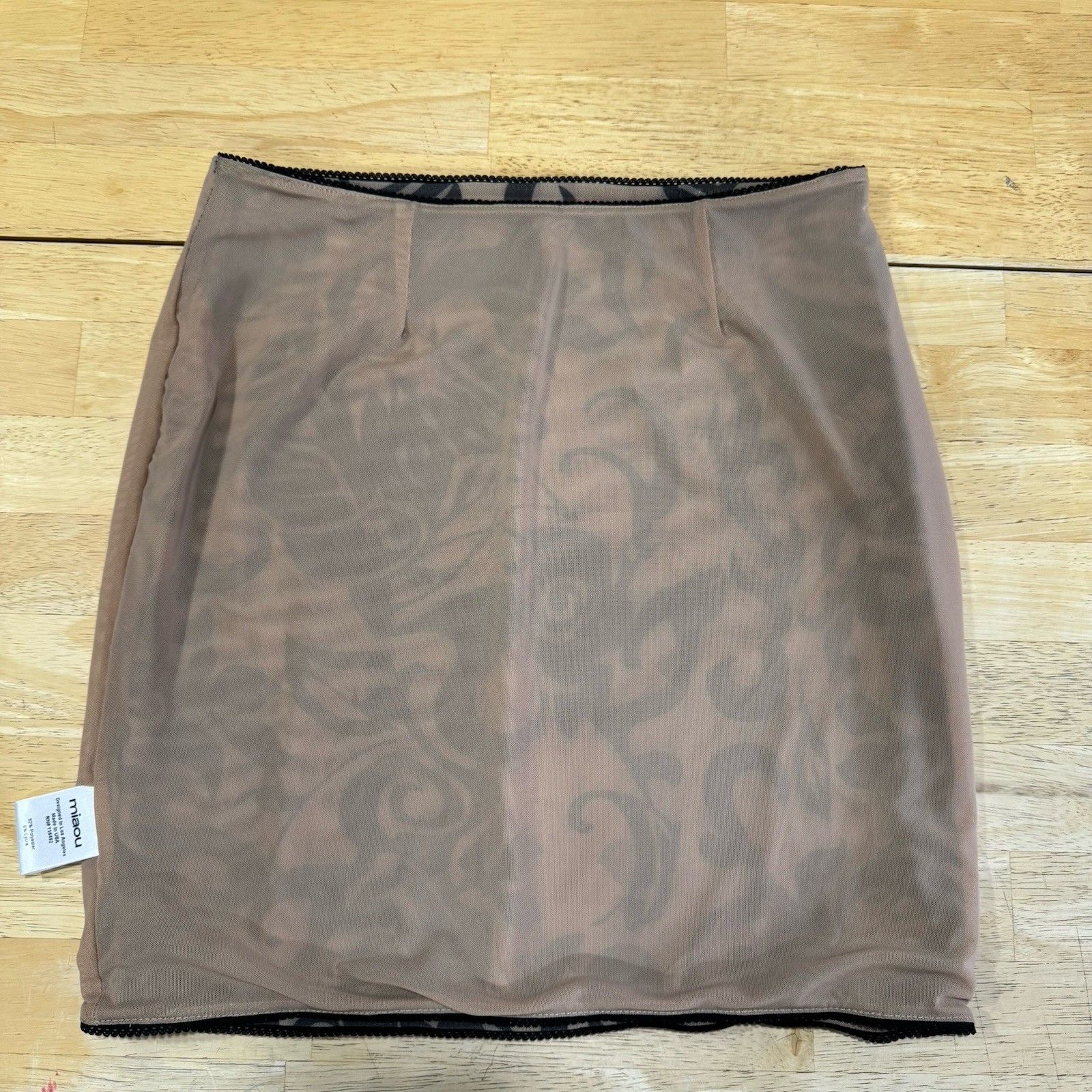 Miaou Mona Mesh Mini Skirt Nude Black Printed Club Festival Tattoo Tribal Small — image 7 of 8
